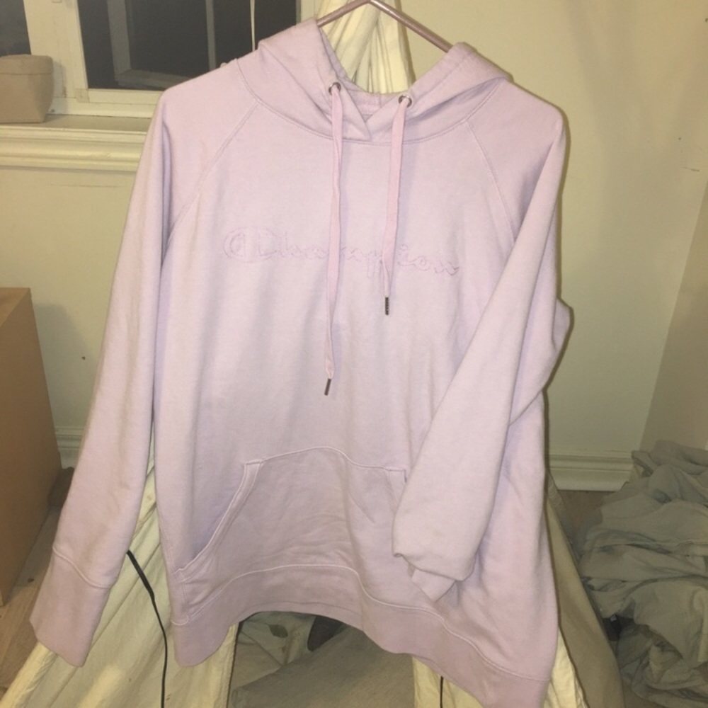 Champion Lilac Purple Cotton Sweater Hoodie L